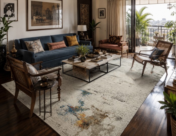 cream rug for dark wood floor